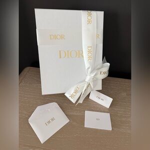 Dior Flip Lid White and Gold Gift Box & Ribbon